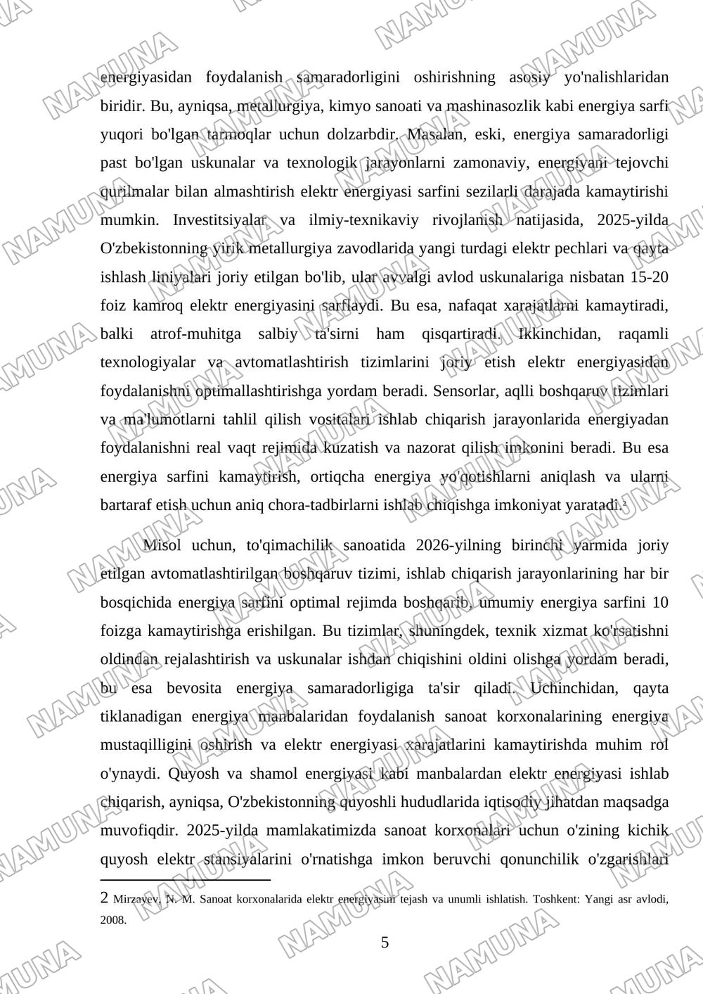 Elektr energiyasini xalq xojaligida ishlatilishi. — mustaqil ish, 5-varaq