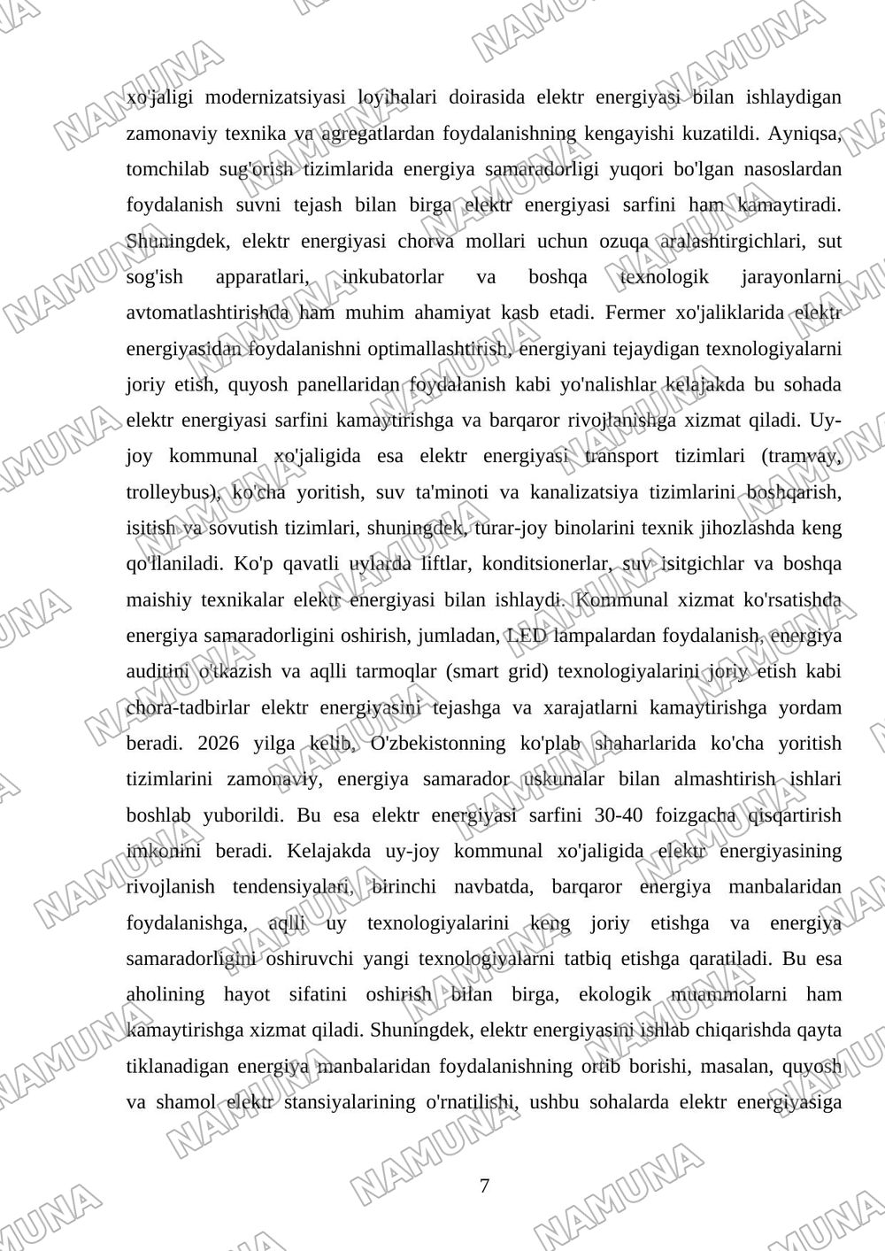 Elektr energiyasini xalq xojaligida ishlatilishi. — mustaqil ish, 7-varaq