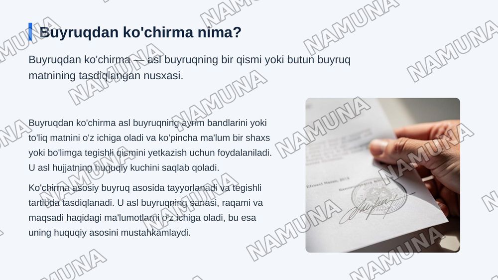 Buyruq va buyruqdan kochirma — zamonaviy taqdimot, 5-slayd