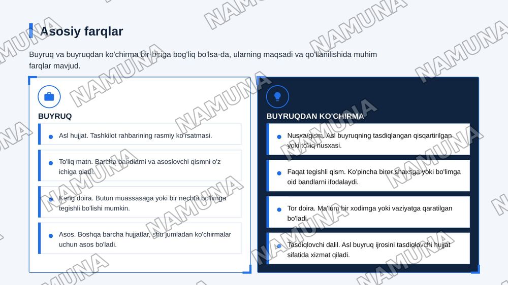 Buyruq va buyruqdan kochirma — zamonaviy taqdimot, 6-slayd