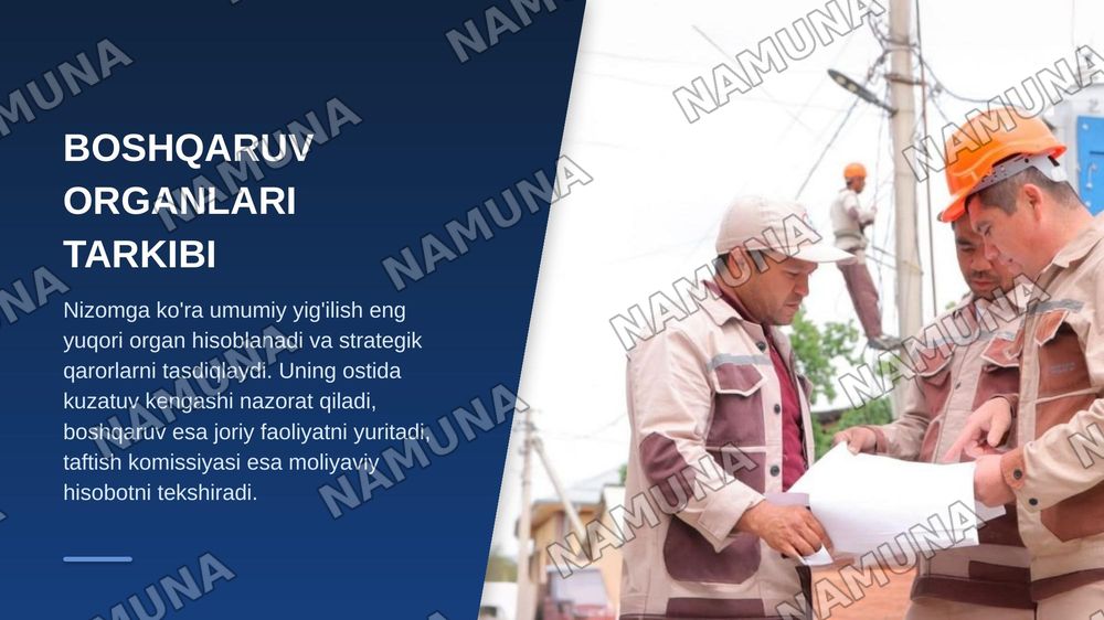 Davlat mexanizimi mavzusida hududiy elektr tarmoqlar AJ ni nizomidan ma'lumot olib tahlil qilish kerak — zamonaviy taqdimot, 5-slayd