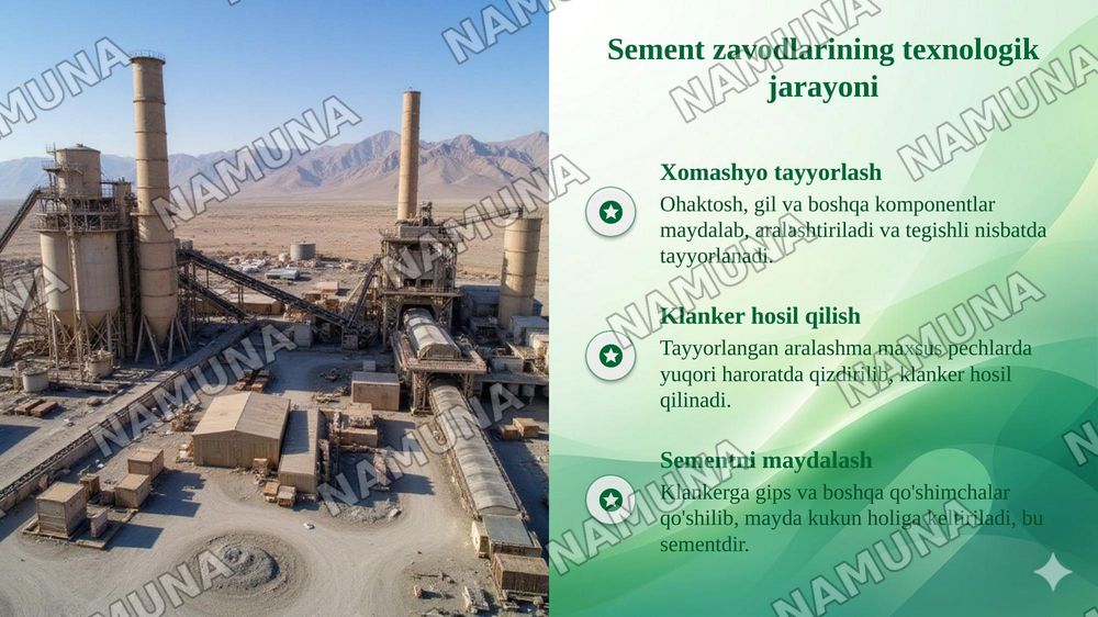 O‘zbekistonda sement ishlab chiqarish zavodlari va ularning quvvati. — taqdimot, 6-slayd