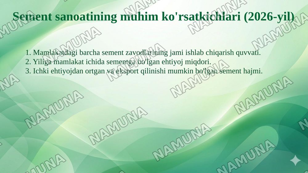 O‘zbekistonda sement ishlab chiqarish zavodlari va ularning quvvati. — taqdimot, 8-slayd