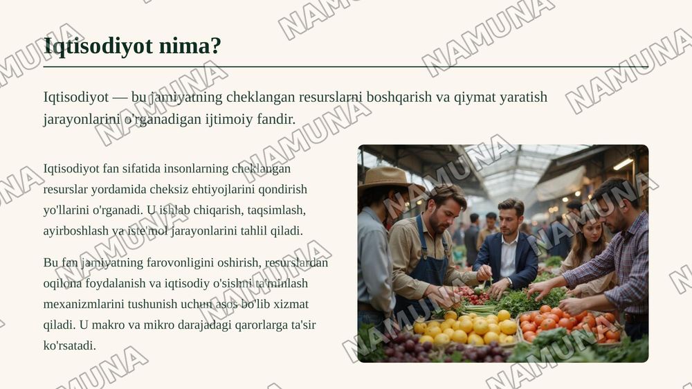 Iqtisodiyot — zamonaviy taqdimot, 3-slayd