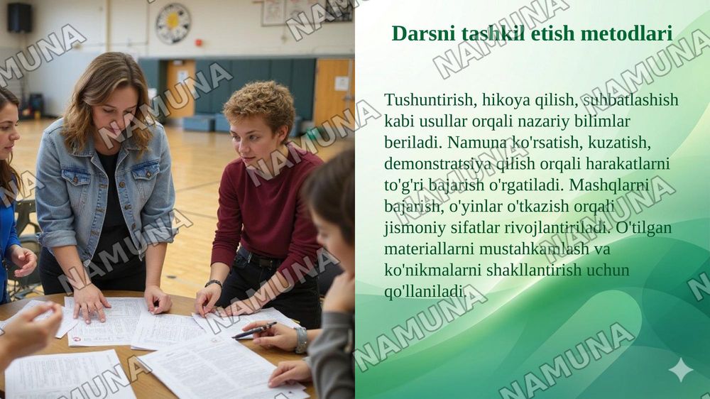 Jismoniy tarbiya darsi reja bayonnomasini tuzish metodikasi — taqdimot, 7-slayd