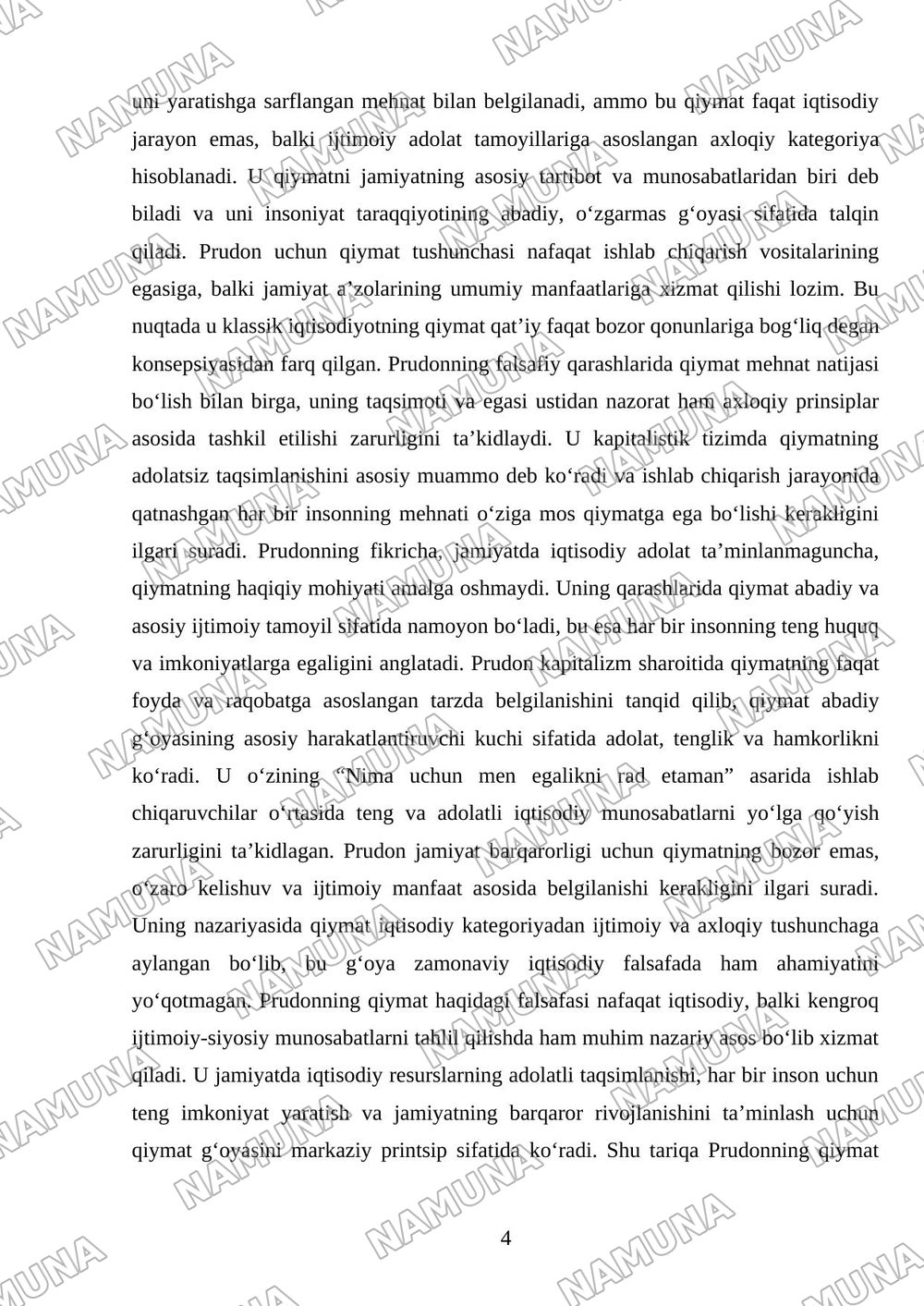 P. Prudon(1809-1865) - kapitalizimni isloh qilish konsepsiyasi qiymatning abadiy g'oyasi va belgilangan qiymat. — mustaqil ish, 4-varaq