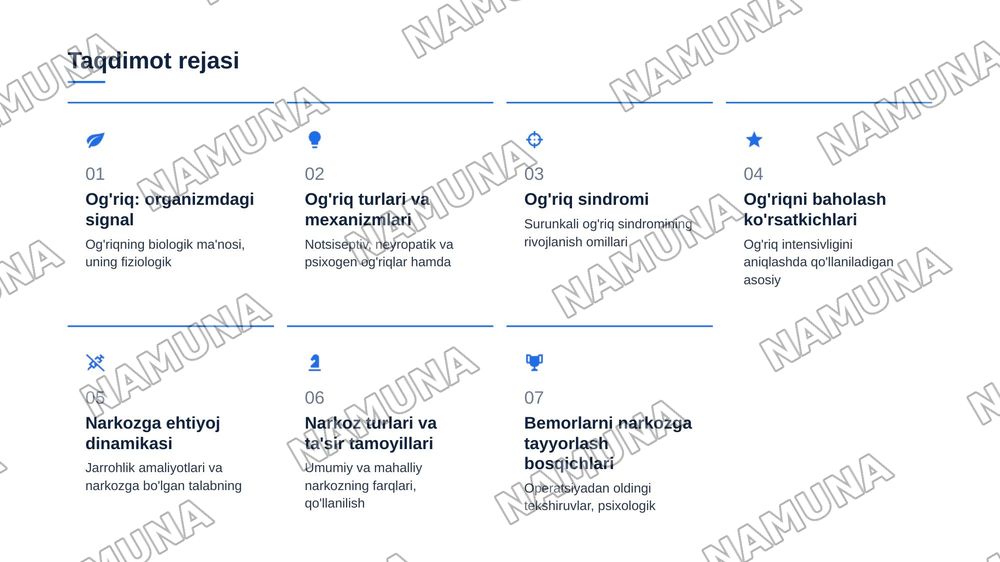 Og’riq tushunchasi. Og’riq sindromi. Narkoz tushunchasi. Bemorlarni narkozga
tayyorlash. — zamonaviy taqdimot, 2-slayd
