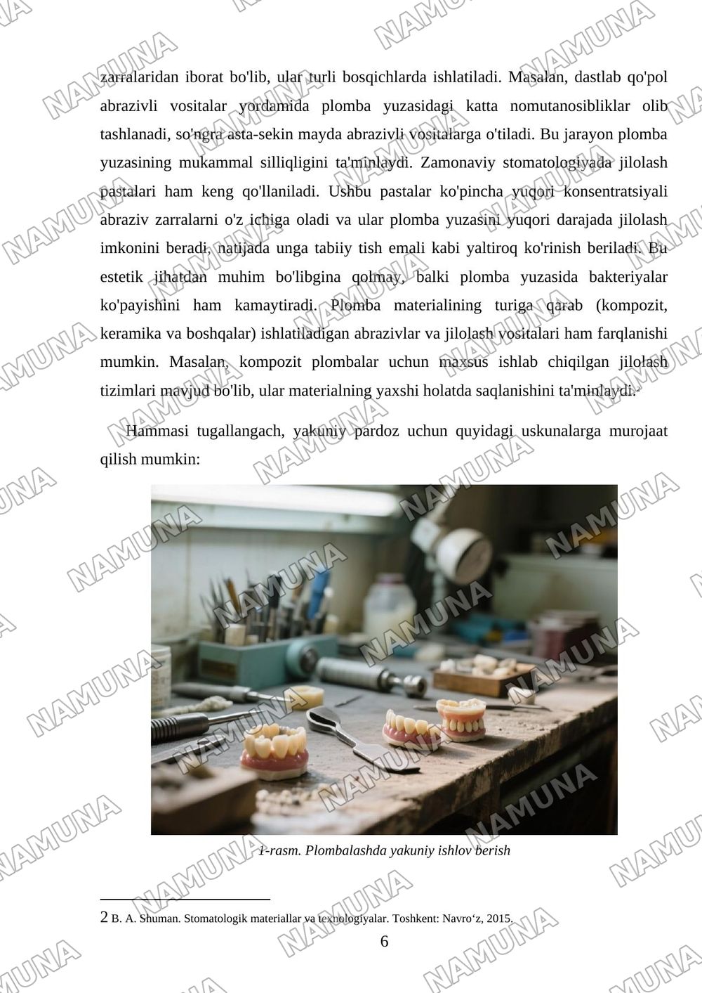 Tishkarni qattiq tuqimalrini charxlashda ishlatiladigan rastsion saboblar Borlar plombaga yakuni ishlov berishda ishlatiladigan asboblar va ashyolar — mustaqil ish, 6-varaq