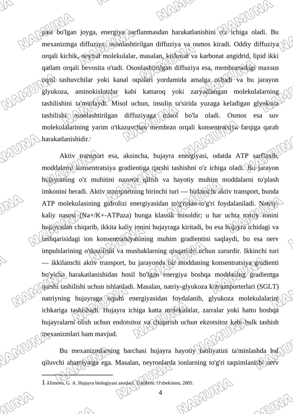 Hujayrada moddalar, energiya va ma'lumotlar oqimi.Hujayra proliferatsiyasi muammolarining tibbiyotdagi roli — mustaqil ish, 4-varaq