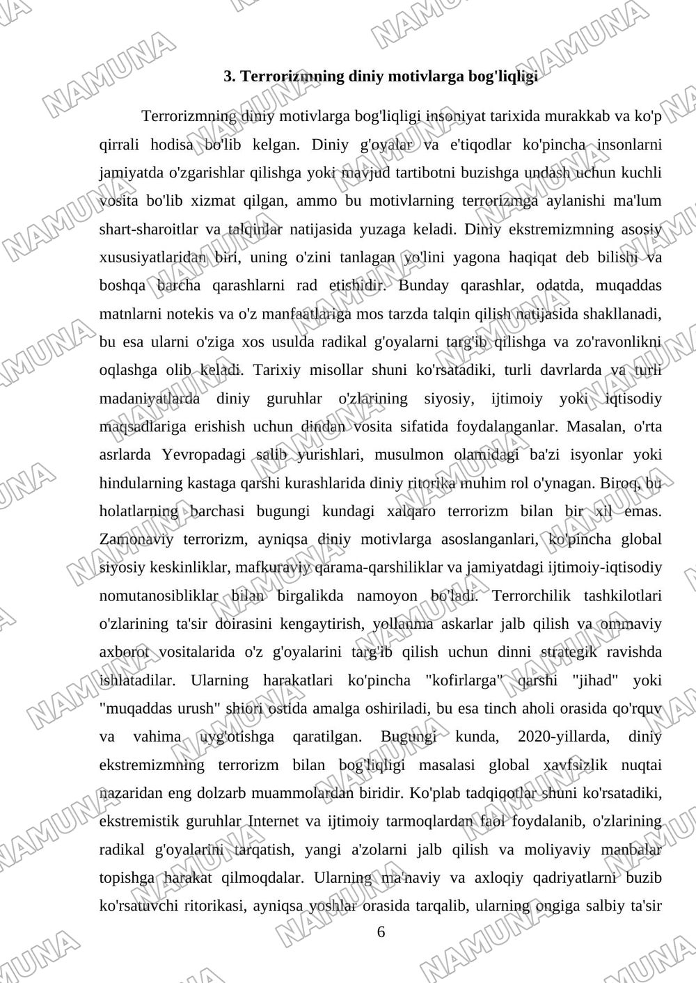 Diniy fanatizm, ekstremizm, fundamentalizm, terrorizmning tarixi — mustaqil ish, 6-varaq