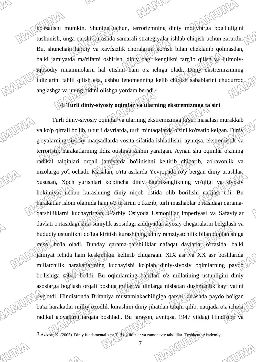 Diniy fanatizm, ekstremizm, fundamentalizm, terrorizmning tarixi — mustaqil ish, 7-varaq