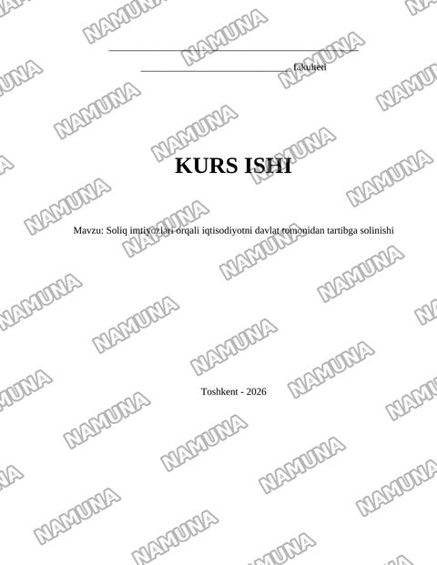Soliq imtiyozlari orqali iqtisodiyotni davlat tomonidan tartibga solinishi — kurs ishi