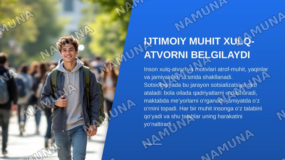 Oila, do‘stlar, o‘qituvchilar va jamiyat fikri inson xulq-atvori hamda faoliyat motivlariga qanday ta’sir ko‘rsatadi? — zamonaviy taqdimot, 3-slayd