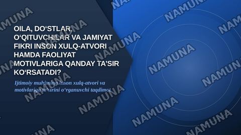 Oila, do‘stlar, o‘qituvchilar va jamiyat fikri inson xulq-atvori hamda faoliyat motivlariga qanday ta’sir ko‘rsatadi? — zamonaviy taqdimot
