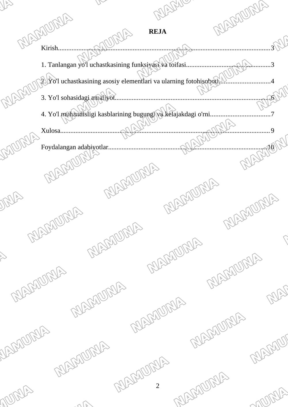 Yo‘l muhandisligi kasblari va ish beruvchilar xaritasi – individual infografika. 2 Tanlangan yo‘l uchastkasining funksiyasi, toifasi va asosiy elementlari bo‘yicha fotohisobot. 3 Yo‘l sohasidagi amald — mustaqil ish, 2-varaq