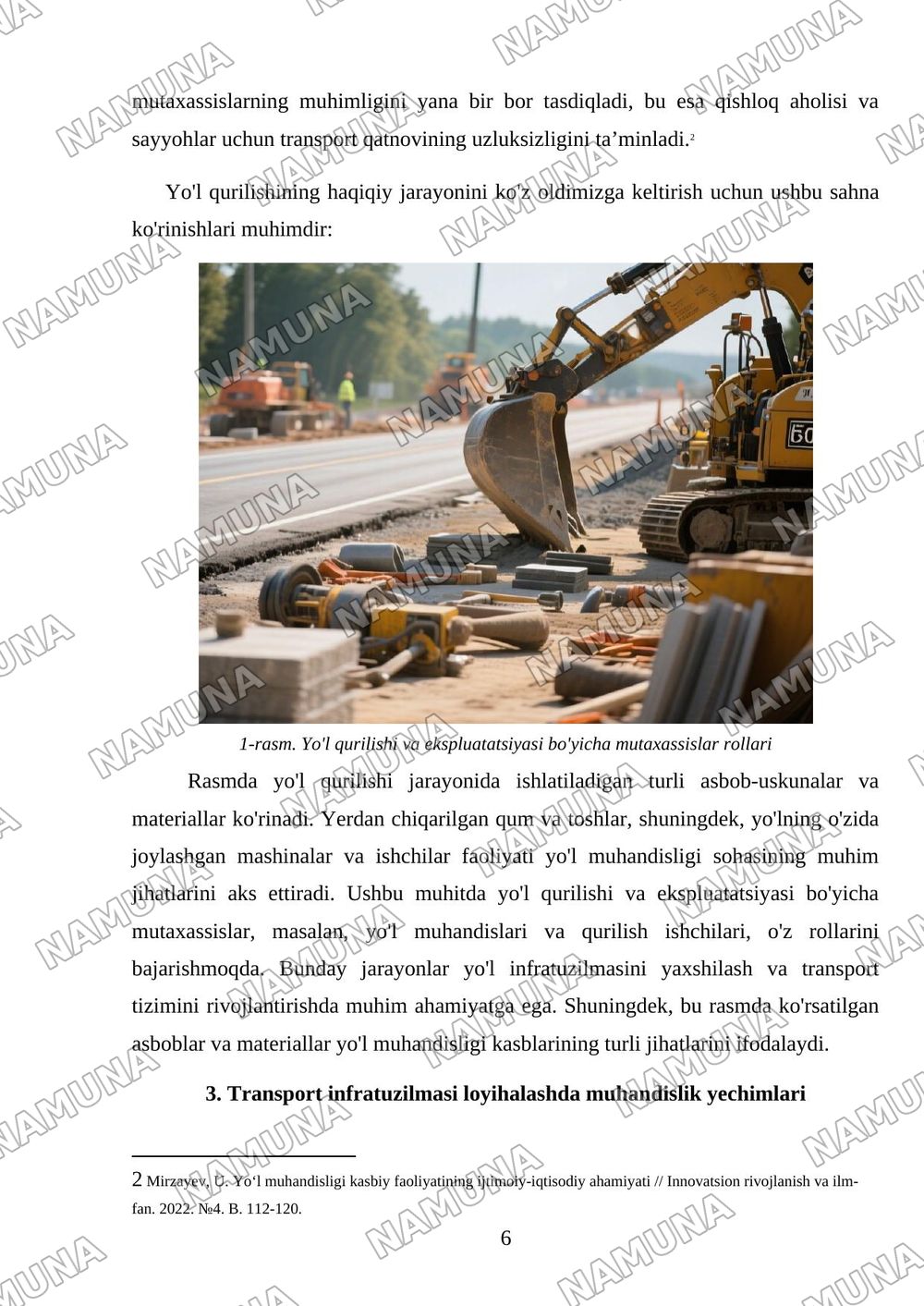 Yo‘l muhandisligi kasblari va ish beruvchilar xaritasi – individual infografika. — referat, 6-varaq