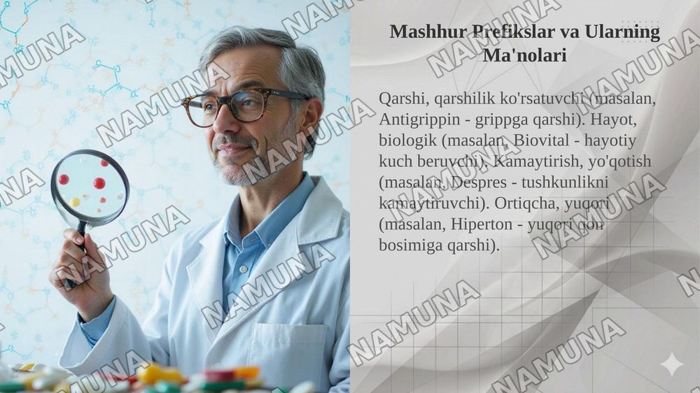Dori nomlari yasalishida qo'llaniladigan ma'noli so'z yasovchi qismlar — taqdimot, 6-slayd