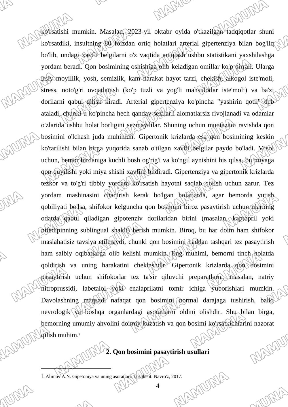Arterial gipertenziya va gipertonik krizlarda xavfli belgilarni aniqlash,bosimni pasaytirish va nevrologik asoratlarni oldini olish Qon bosimi oshishi holatlarida klinik baholash,tez yordam dori vosi — mustaqil ish, 4-varaq