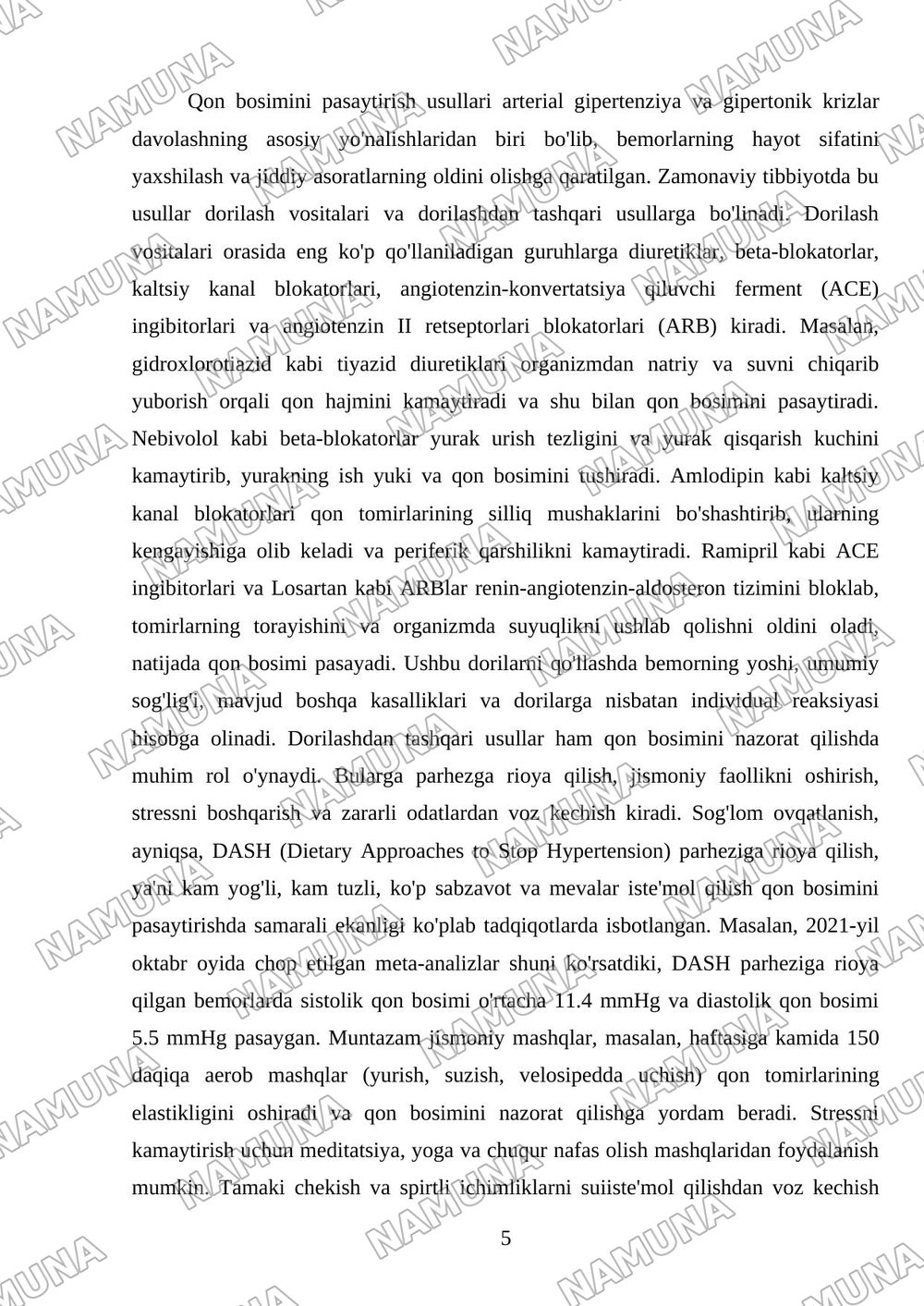 Arterial gipertenziya va gipertonik krizlarda xavfli belgilarni aniqlash,bosimni pasaytirish va nevrologik asoratlarni oldini olish Qon bosimi oshishi holatlarida klinik baholash,tez yordam dori vosi — mustaqil ish, 5-varaq