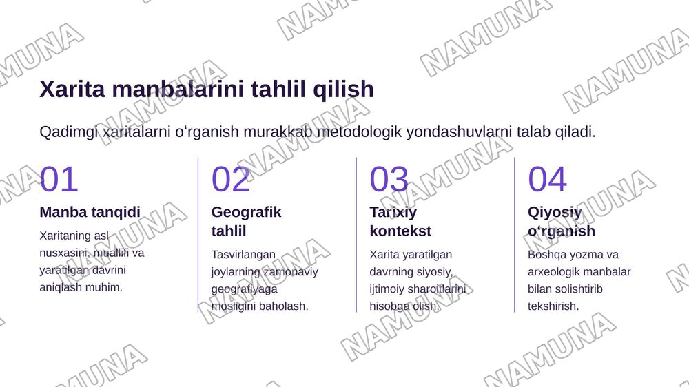 "Tarixiy kartografiya va qadimgi Oʻrta Osiyo": Qadimgi sivilizatsiyalar chegaralarini belgilashda tarixiy xaritalarning oʻrni va metologik ahamiyati — zamonaviy taqdimot, 6-slayd