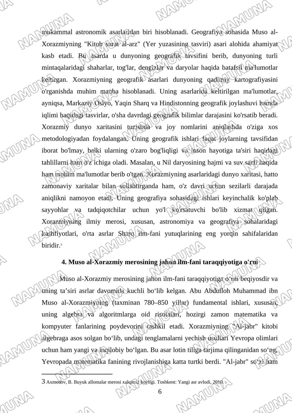 Muso al Xorazmiyning ilmiy merosi — mustaqil ish, 6-varaq