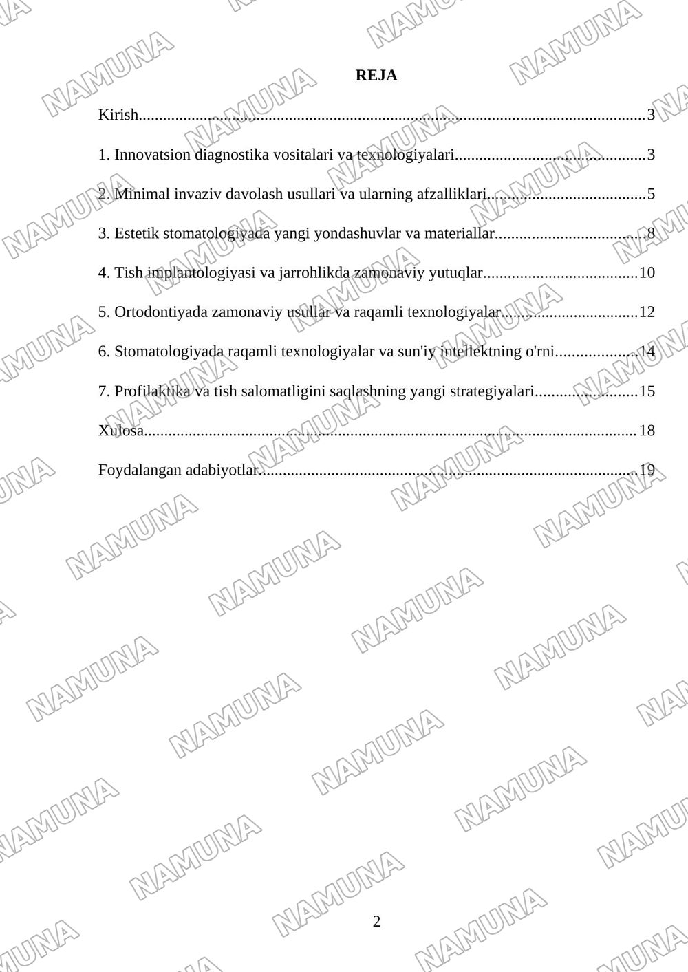 Zamonaviy stomatologiya yutuqlari — mustaqil ish, 2-varaq