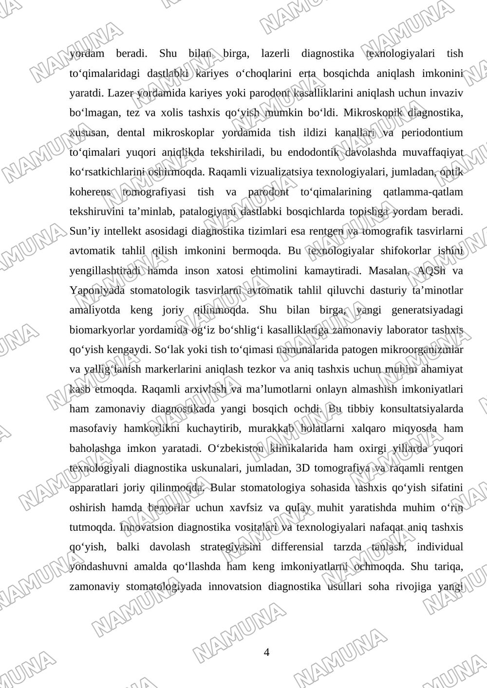 Zamonaviy stomatologiya yutuqlari — mustaqil ish, 4-varaq