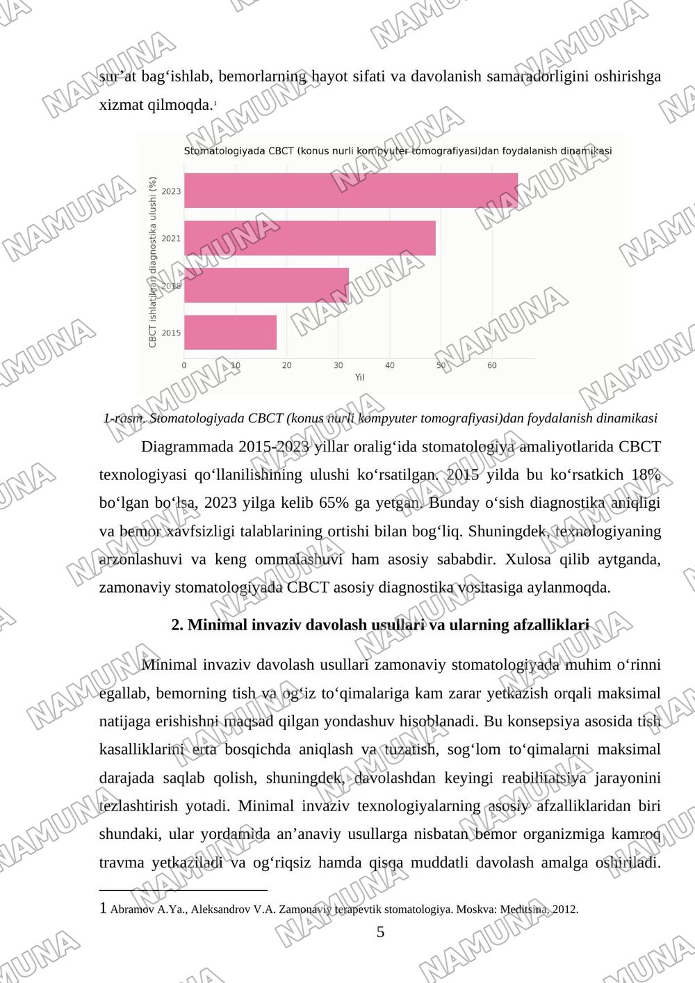 Zamonaviy stomatologiya yutuqlari — mustaqil ish, 5-varaq