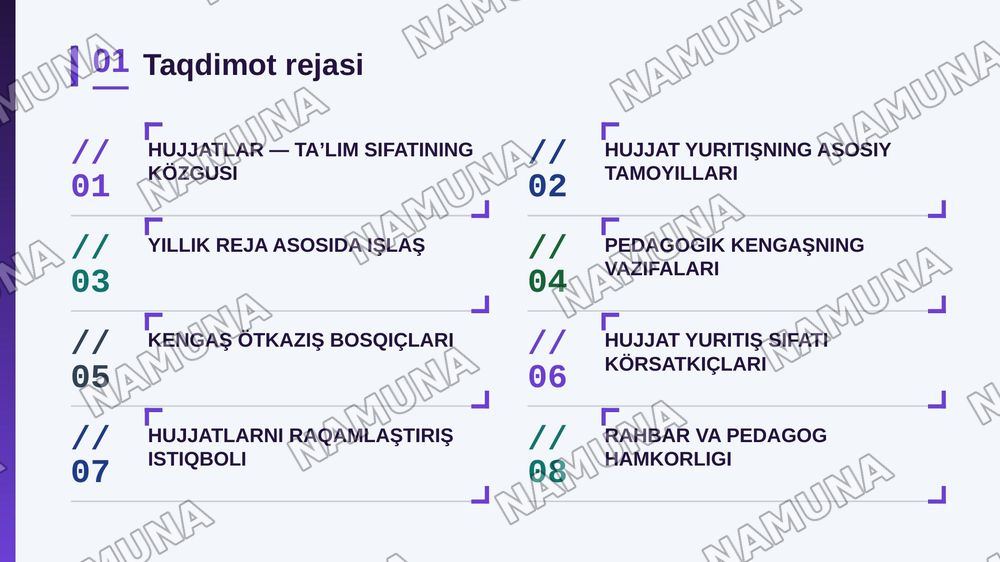 Мактабгача Талим Ташкилотида укув методик хужжатларни юритиш. Педагогик кенгашнинг утказишга рахбарлик килиш — zamonaviy taqdimot, 2-slayd
