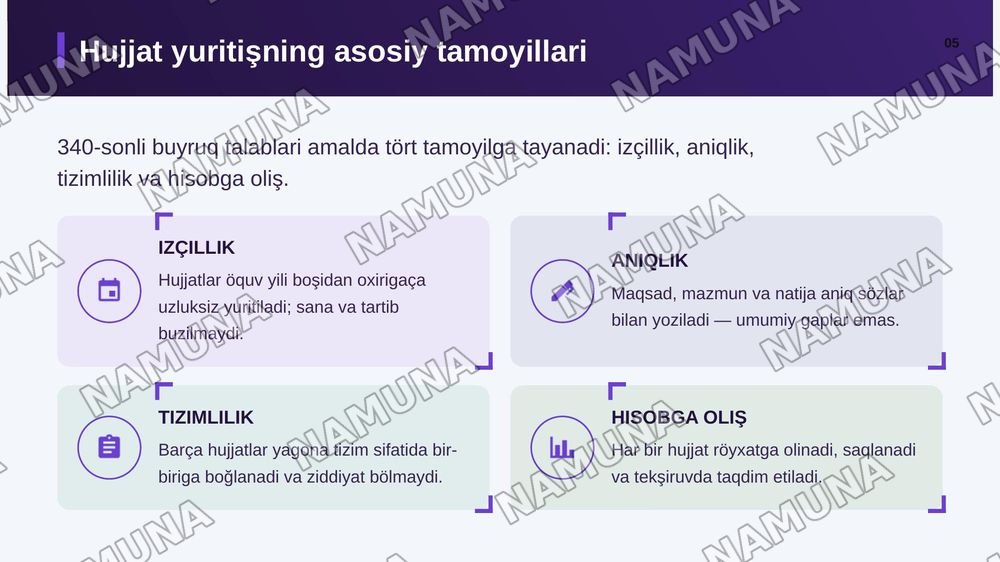 Мактабгача Талим Ташкилотида укув методик хужжатларни юритиш. Педагогик кенгашнинг утказишга рахбарлик килиш — zamonaviy taqdimot, 6-slayd