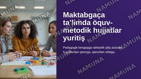 Мактабгача Талим Ташкилотида укув методик хужжатларни юритиш. Педагогик кенгашнинг утказишга рахбарлик килиш — zamonaviy taqdimot