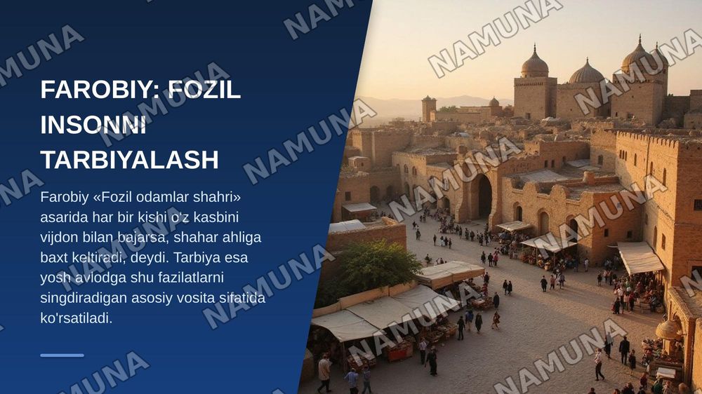 Ajdodlarimiz Abu Nasr Farobiy, Abu Ali ibn Sino, Abu Rayxon Beruniy va boshqalar tarbiyasiga oid ilmiy amaliy fikrlari — zamonaviy taqdimot, 6-slayd