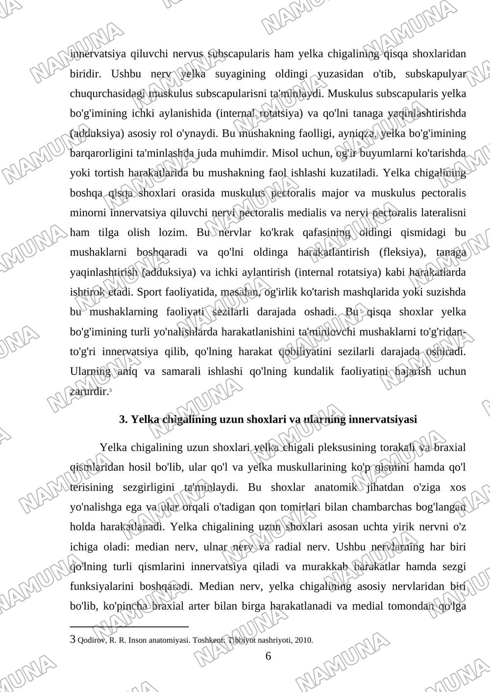 Yelka chigalining hosil boʻlishi va uning qisqa shoxlari. Yelka chigali uzun shoxlari.Qoʻl terisining innervatsiyasi — mustaqil ish, 6-varaq