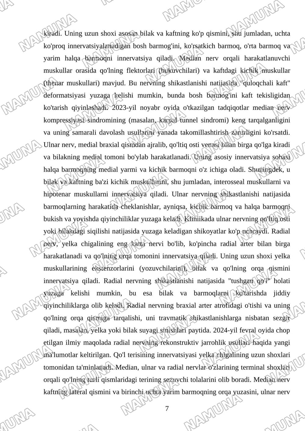 Yelka chigalining hosil boʻlishi va uning qisqa shoxlari. Yelka chigali uzun shoxlari.Qoʻl terisining innervatsiyasi — mustaqil ish, 7-varaq