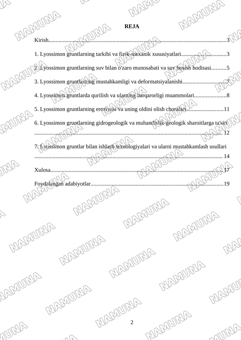 Lyossimon gruntlar va ularning hususiyatlari. — referat, 2-varaq