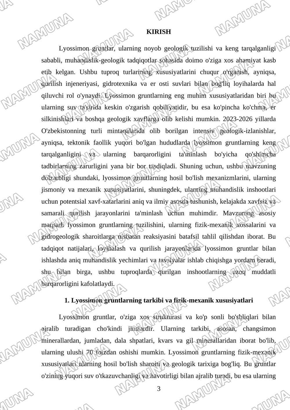 Lyossimon gruntlar va ularning hususiyatlari. — referat, 3-varaq