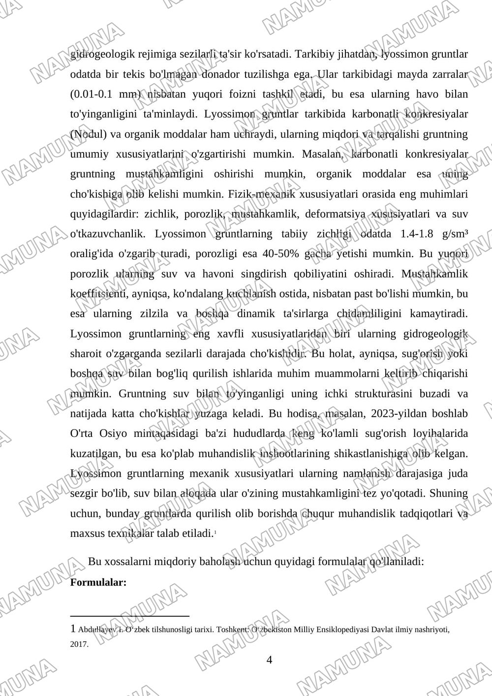 Lyossimon gruntlar va ularning hususiyatlari. — referat, 4-varaq