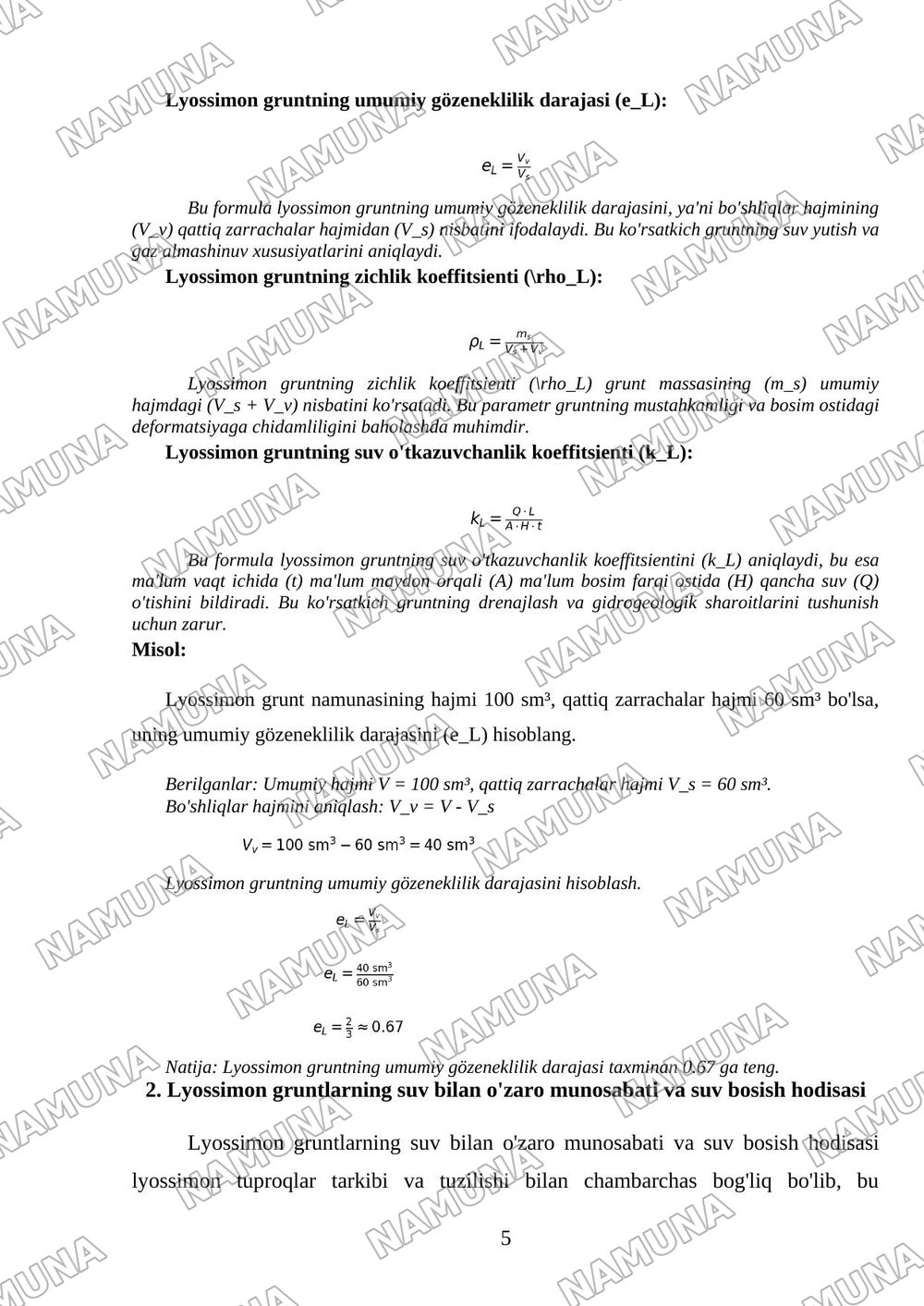 Lyossimon gruntlar va ularning hususiyatlari. — referat, 5-varaq