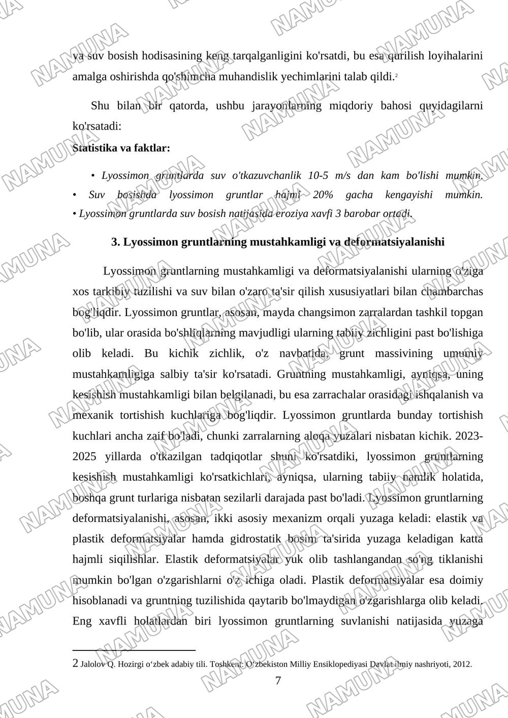 Lyossimon gruntlar va ularning hususiyatlari. — referat, 7-varaq
