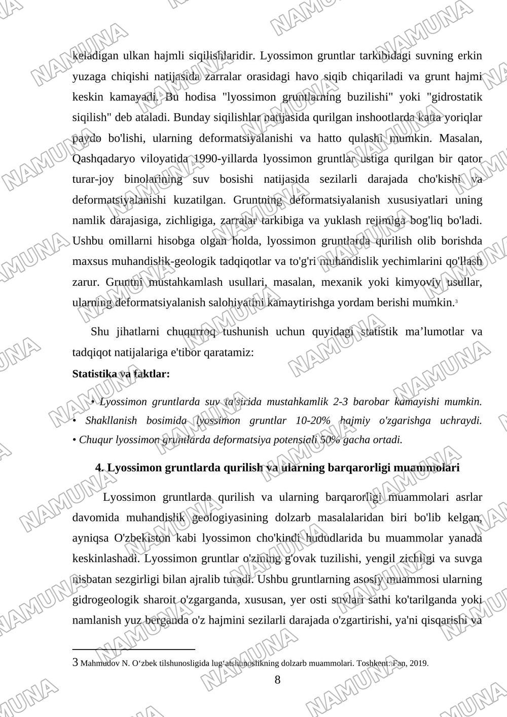 Lyossimon gruntlar va ularning hususiyatlari. — referat, 8-varaq