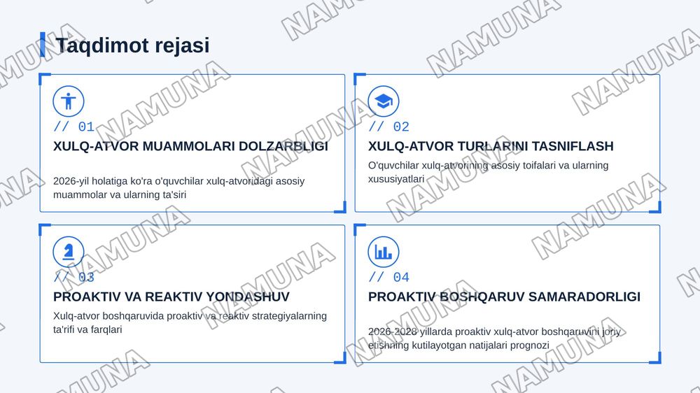 O’quvchilar xulq atvorini tasniflash va proaktiv va reaktiv xulq boshqaruv — zamonaviy taqdimot, 2-slayd