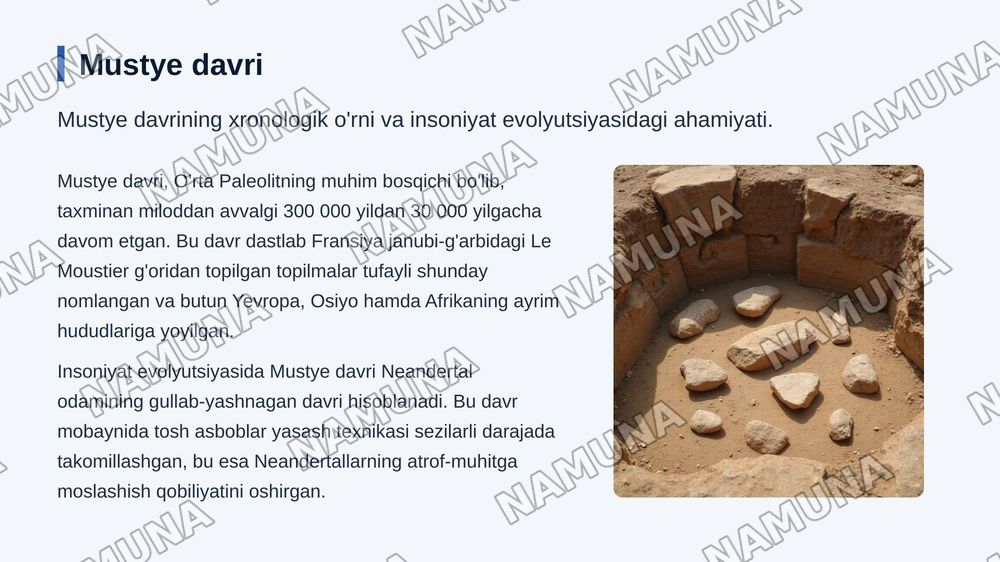 Mustye davri arxeologik yodgorliklari — zamonaviy taqdimot, 3-slayd