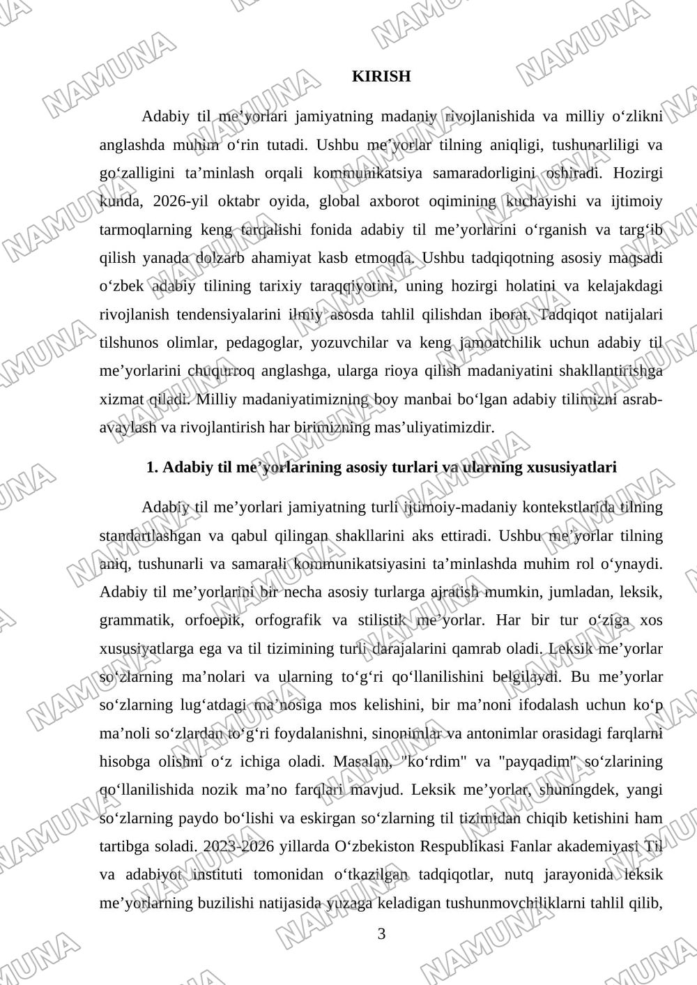 Adabiy til meʼyorlari — mustaqil ish, 3-varaq