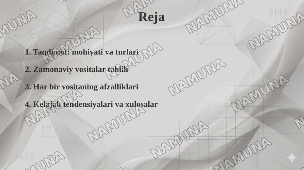 taqdimotlarni ishlab chiqishning zamonaviy vositalar — taqdimot, 2-slayd
