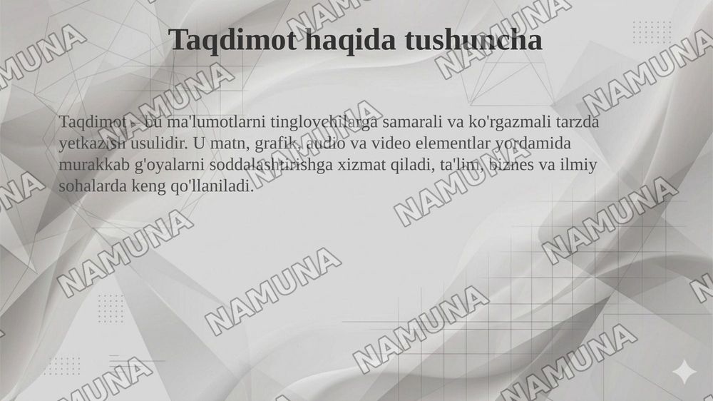 taqdimotlarni ishlab chiqishning zamonaviy vositalar — taqdimot, 3-slayd