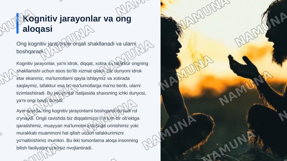 Kognitiv jarayonlar shakllanishi.Ong insonda aks ettirish darajalari — zamonaviy taqdimot, 8-slayd