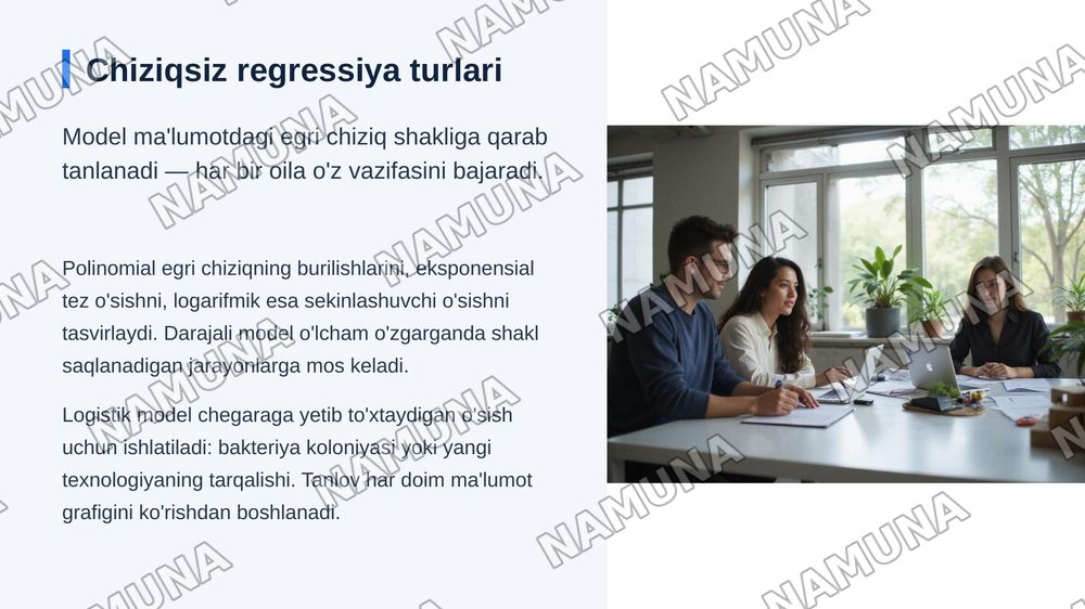 Chiziqsiz regretsiya — zamonaviy taqdimot, 5-slayd