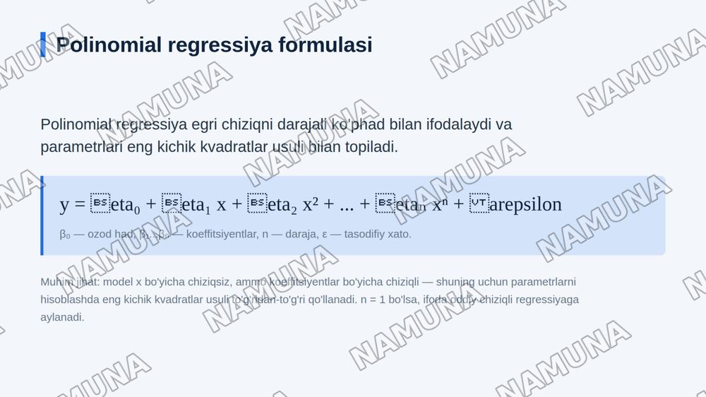 Chiziqsiz regretsiya — zamonaviy taqdimot, 6-slayd