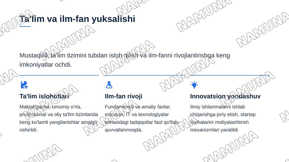 Mustaqillik bizga nima berdi mavzusida — zamonaviy taqdimot, 8-slayd