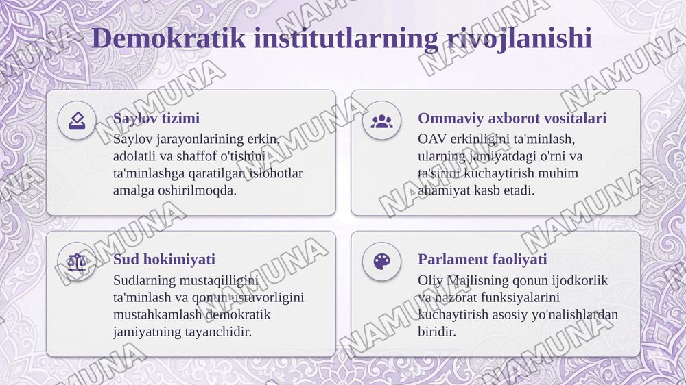 O‘zbekistonda demokratik, fuqarolik jamiyati asoslari shakllanishi — taqdimot, 4-slayd